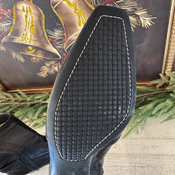 Cole Haan Black Leather Mid-Calf Square-Toe Boots - Picture 9 of 9